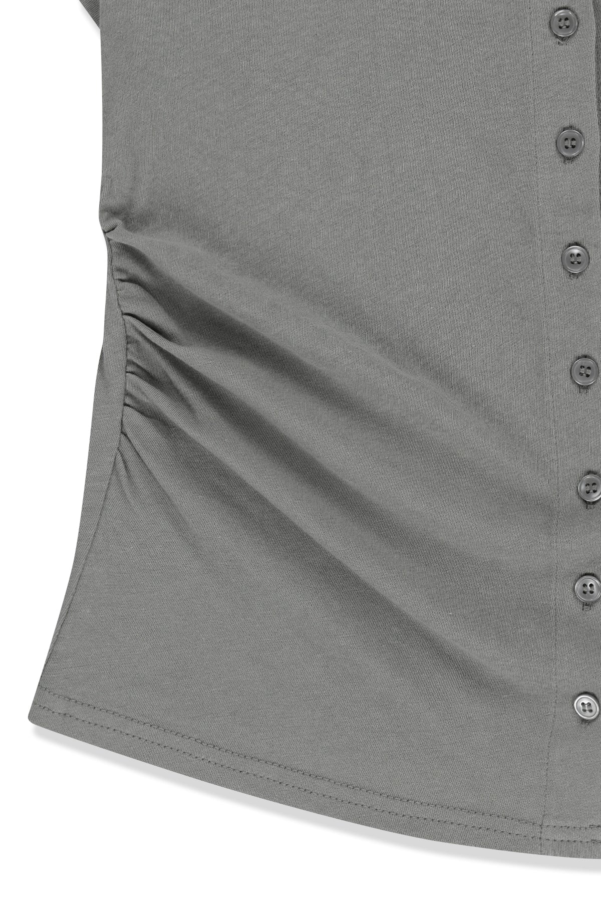 Matin Kim - Side Shirring Button Top (Grey) product image 5 | TRAB K-Fashion Australia