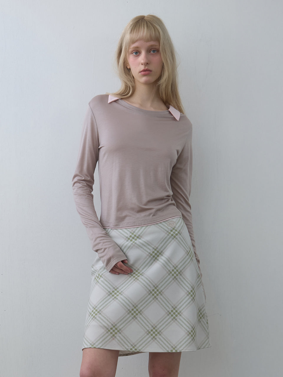 Kijun - Collar Jersey Top (Beige) product image 1 | TRAB K-Fashion Australia