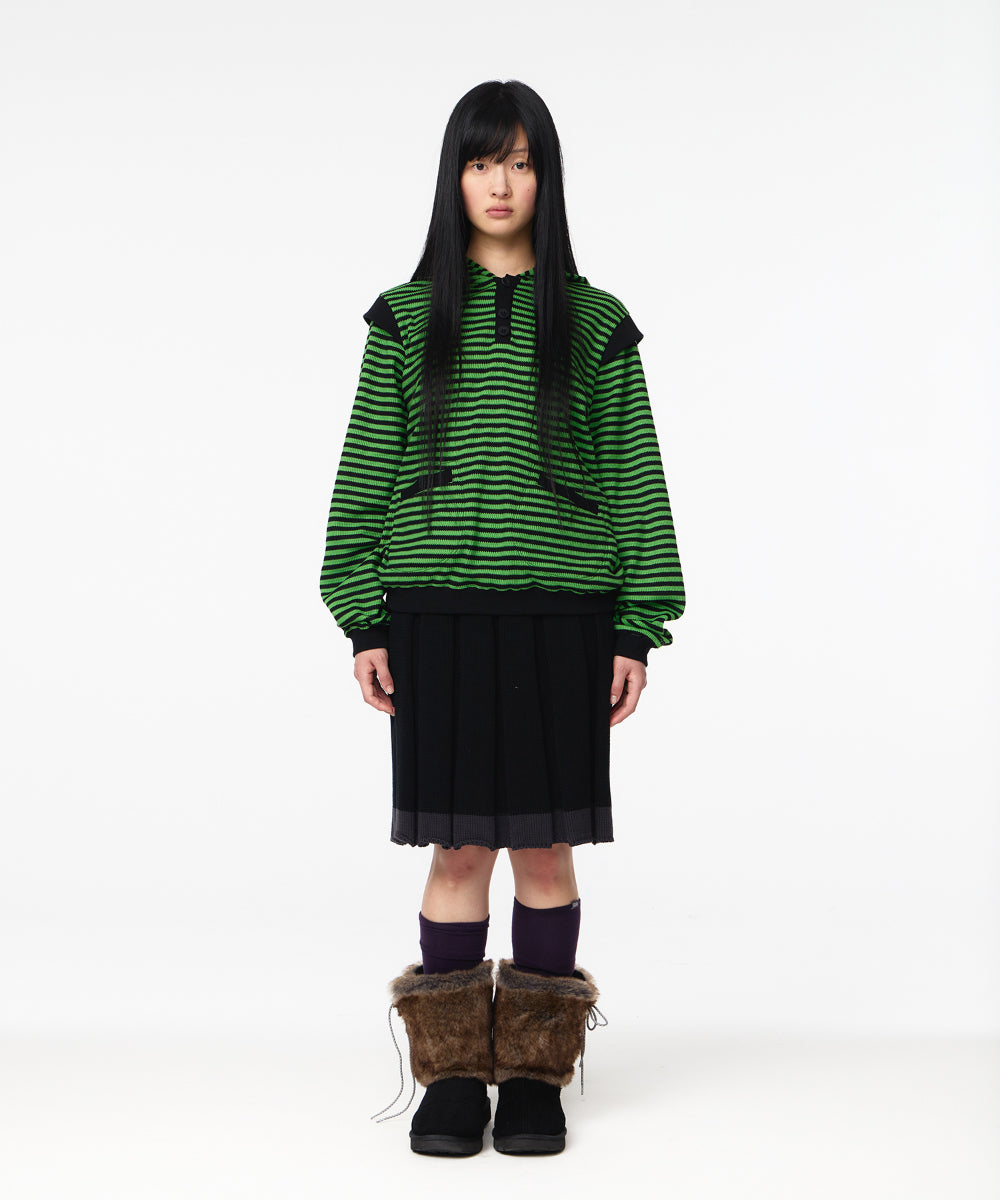 Coyseio - Striped Flared Sleeve Hoodie (Green) product image 10 | TRAB K-Fashion Australia