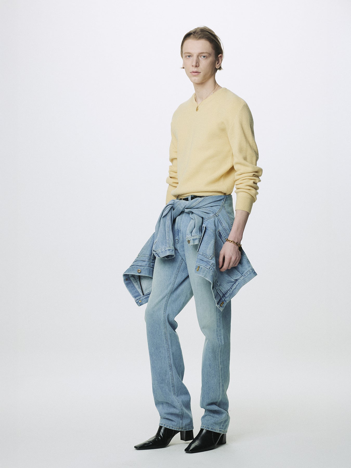 Tonywack - Super Fine Wool Commando V-Neck Knit (Pale Yellow) product image 2 | TRAB K-Fashion Australia