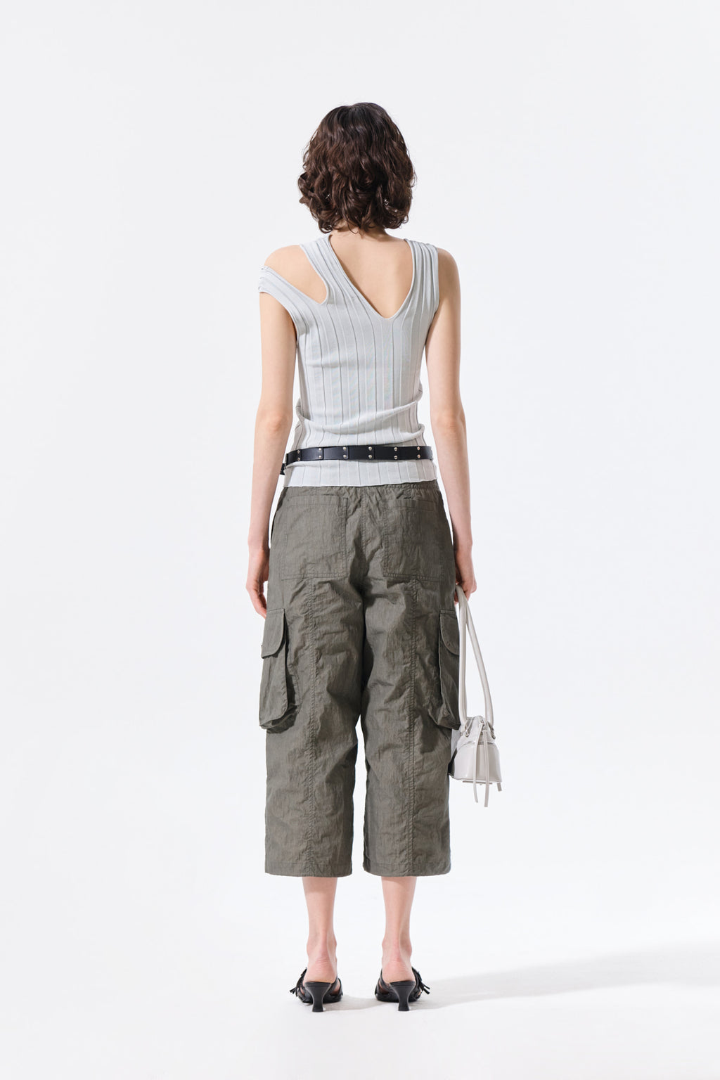 Matin Kim - Cut Out Sleeveless Knit Top (Light Grey) product image 7 | TRAB K-Fashion Australia