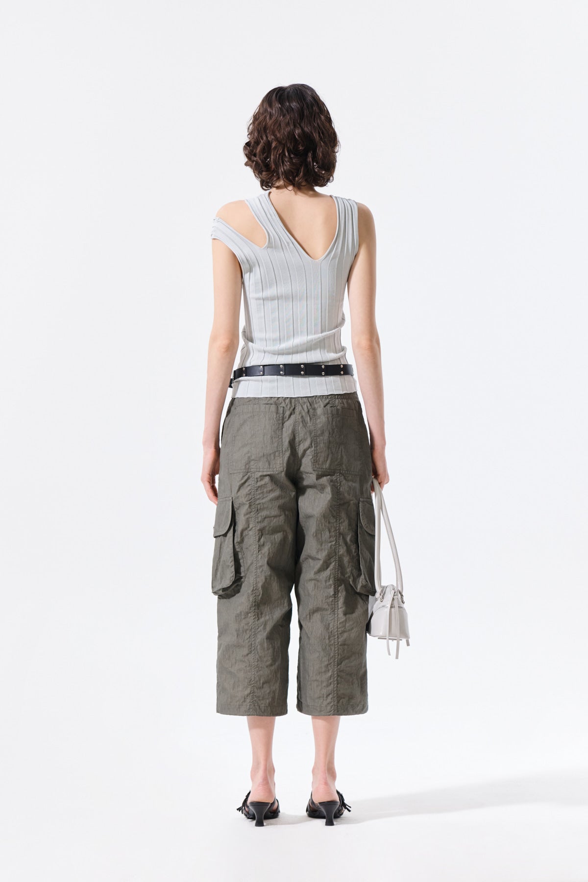 Matin Kim - Cut Out Sleeveless Knit Top (Light Grey) product image 7 | TRAB K-Fashion Australia