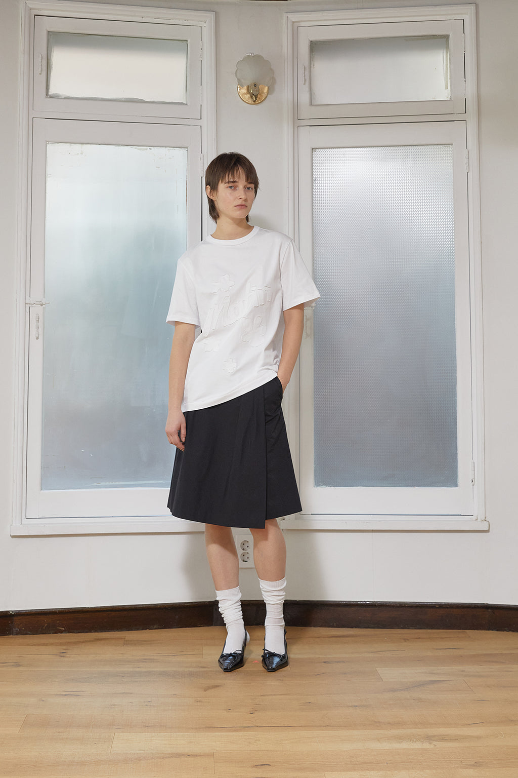 Matin Kim - Bermuda Wrap Skirt Pants (Black) product image 8 | TRAB K-Fashion Australia