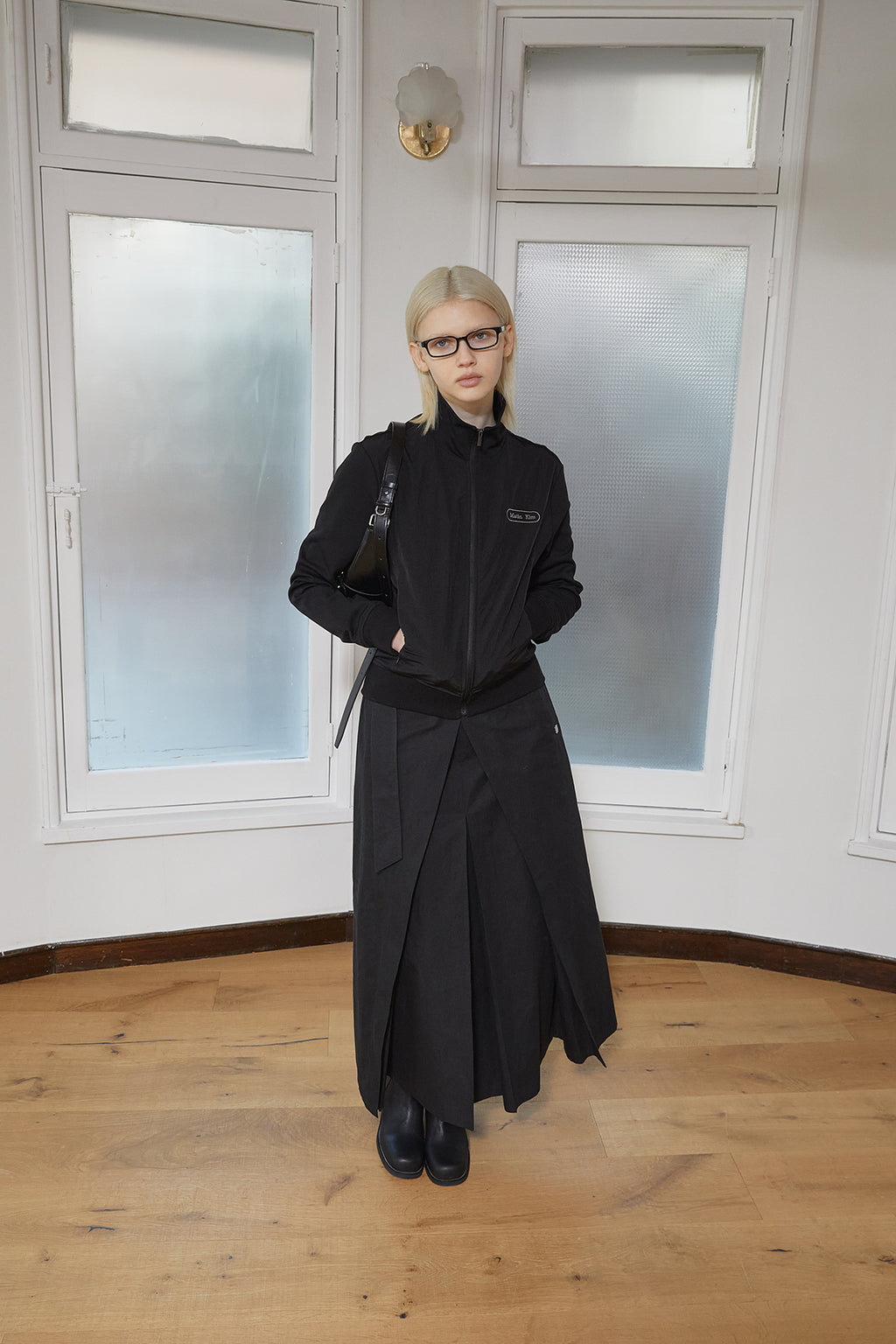 Matin Kim - High Neck Windbreaker Zip Up (Black) product image 10 | TRAB K-Fashion Australia