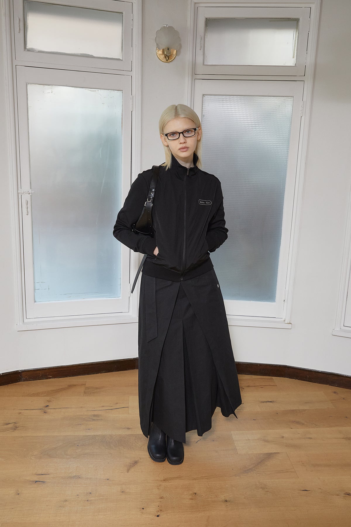 Matin Kim - High Neck Windbreaker Zip Up (Black) product image 10 | TRAB K-Fashion Australia