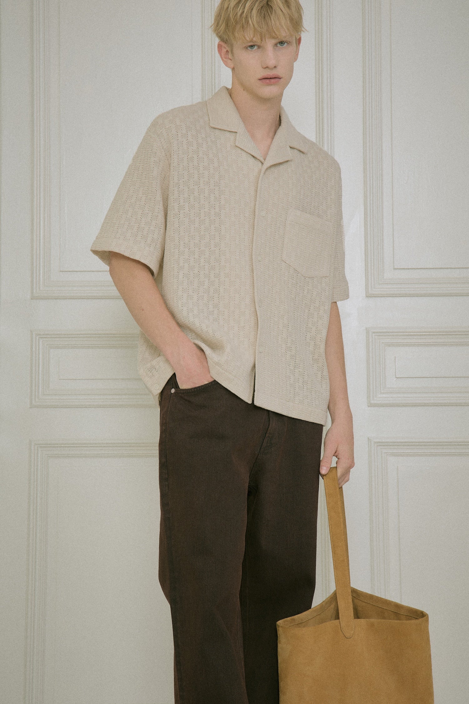 STU - Back Raglan Jacquard Shirt (Ivory) product image 9 | TRAB K-Fashion Australia