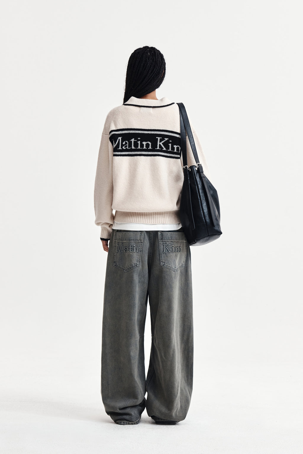 Matin Kim - Back Logo Collar Knit Top (Ivory) product image 7 | TRAB K-Fashion Australia