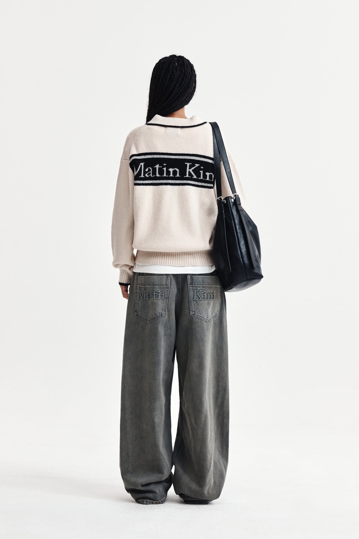Matin Kim - Back Logo Collar Knit Top (Ivory) product image 7 | TRAB K-Fashion Australia