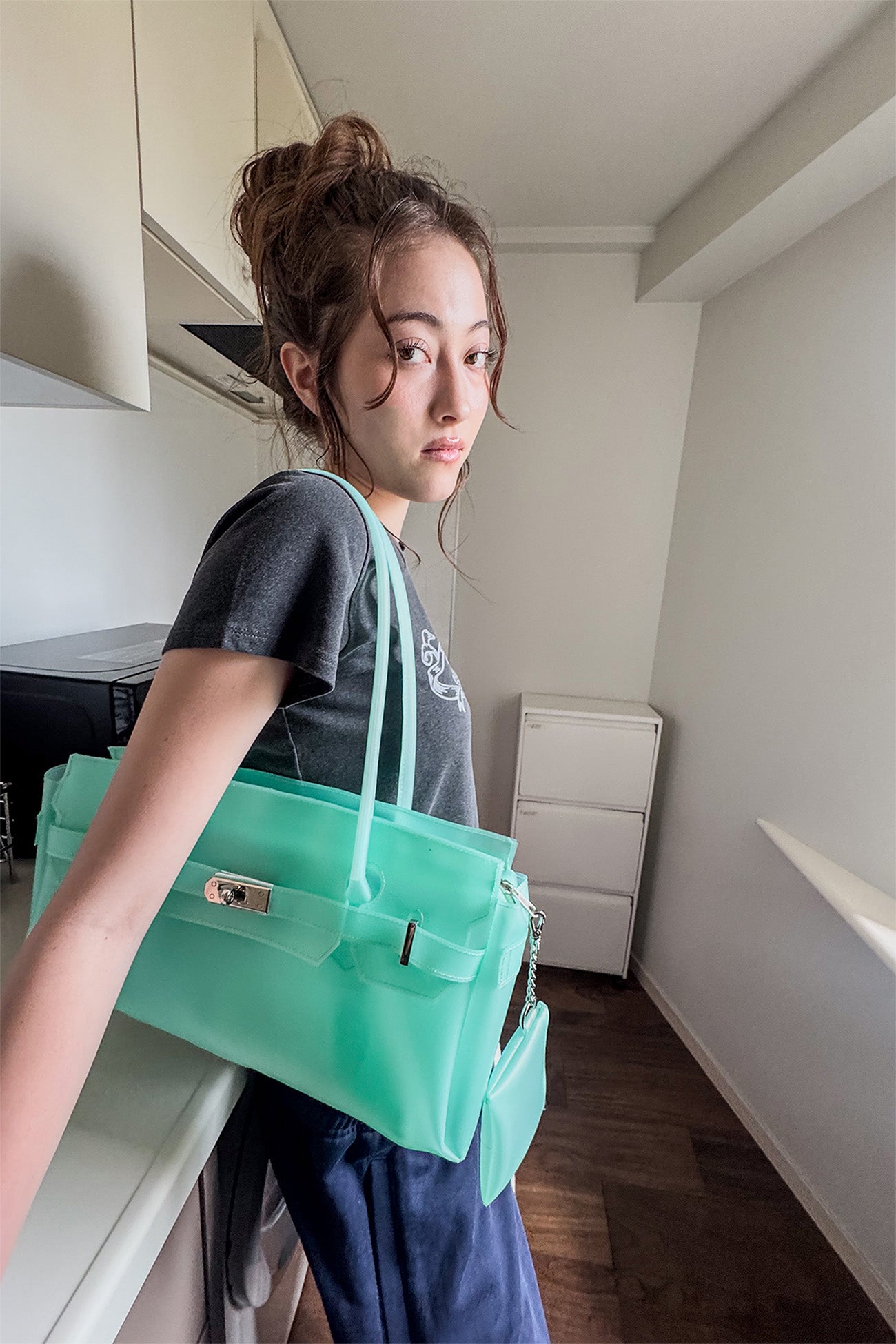 Deinet - [free Card Wallet] Jelly Two-Way Bag (Mint) product image 2 | TRAB K-Fashion Australia