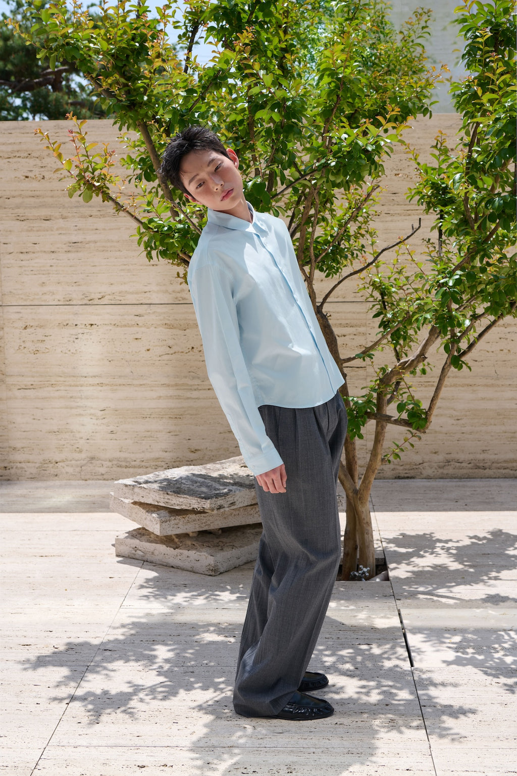 STU - Stripe Crop Shirt (Sky Blue) product image 11 | TRAB K-Fashion Australia