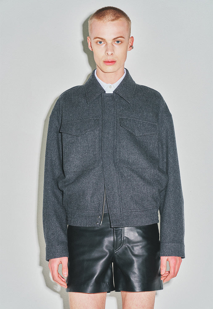 Tonywack - Merino Wool Chest Pocket Blouson Australian Wool 100% (Dark Grey) product image 6 | TRAB K-Fashion Australia