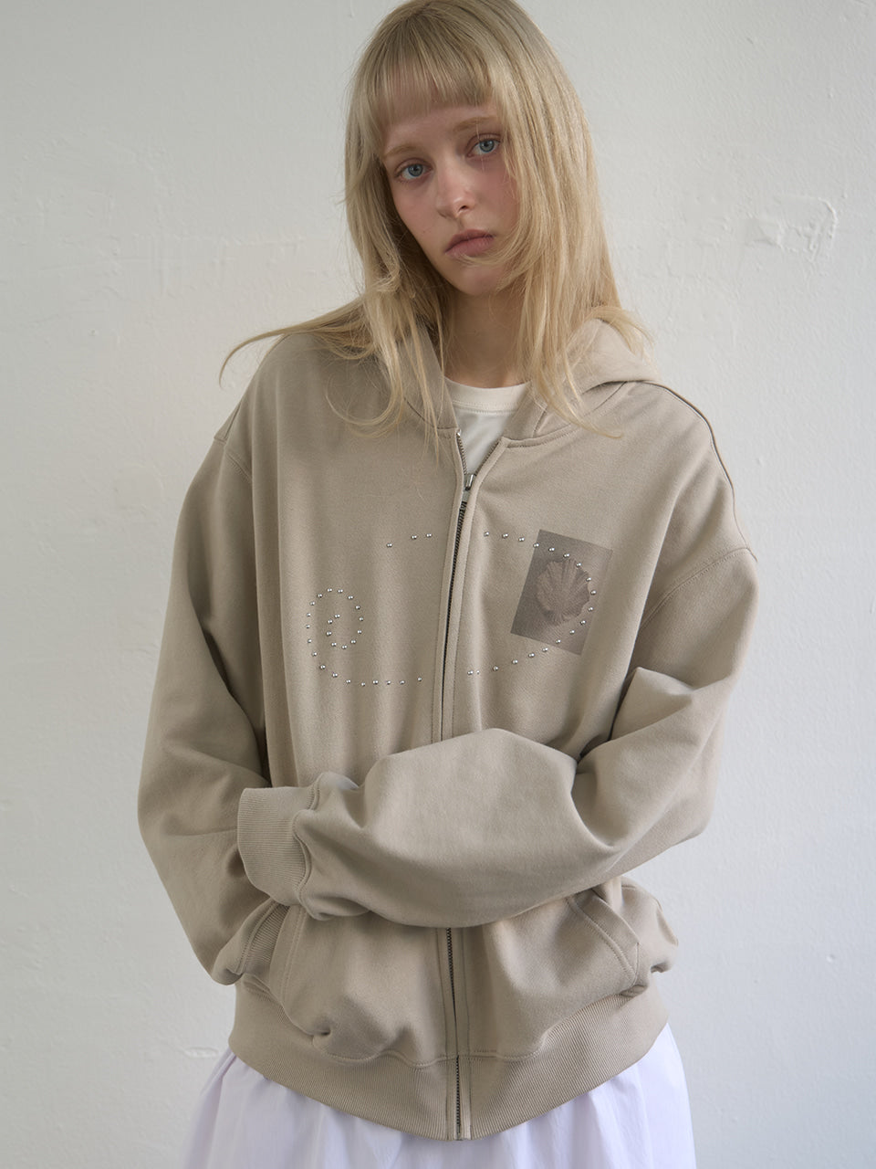 Kijun - Dusty Zip-Up Hoodie (Sand) product image 6 | TRAB K-Fashion Australia