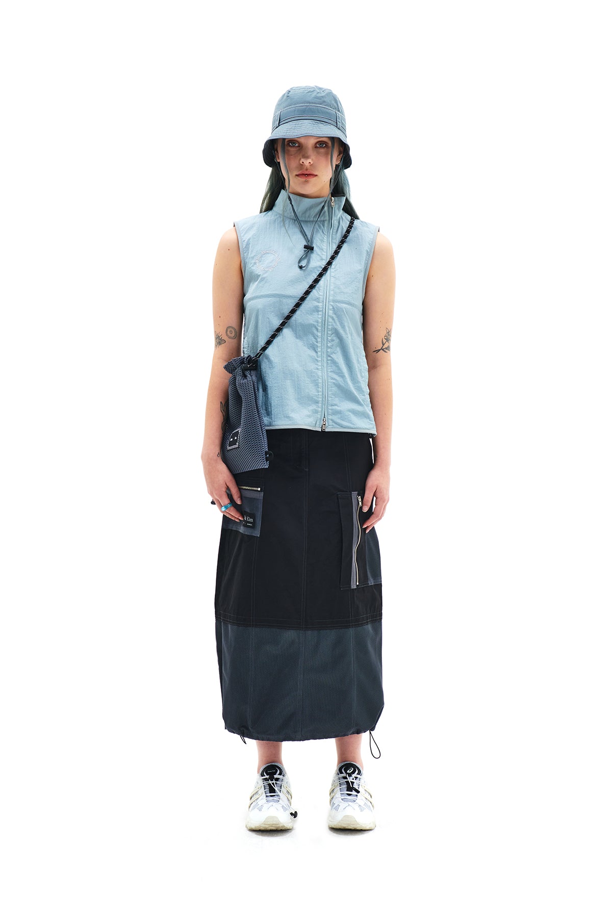 Matin Kim - Nylon Mix Pocket Maxi Skirt (Black) product image 5 | TRAB K-Fashion Australia