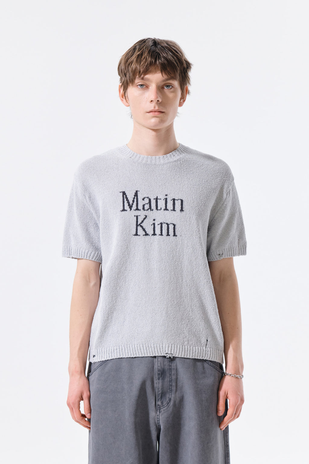 Matin Kim - Half Sleeve Logo Pullover (Light Grey) product image 12 | TRAB K-Fashion Australia