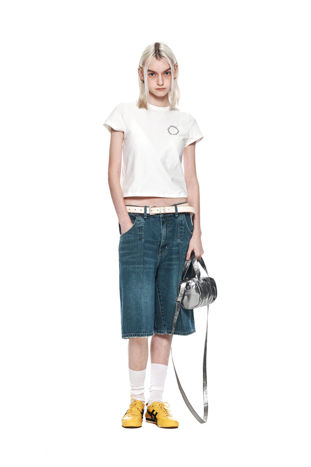 Matin Kim - Matin Circle Logo Crop Top (White) product image 9 | TRAB K-Fashion Australia