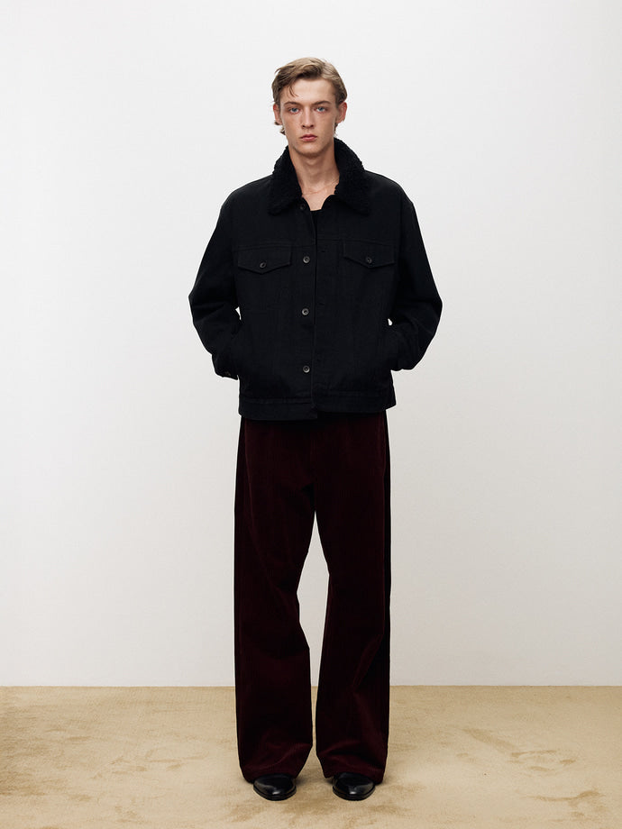 Tonywack - Wool Shearling Collar Denim Jacket (Washed Black) product image 3 | TRAB K-Fashion Australia