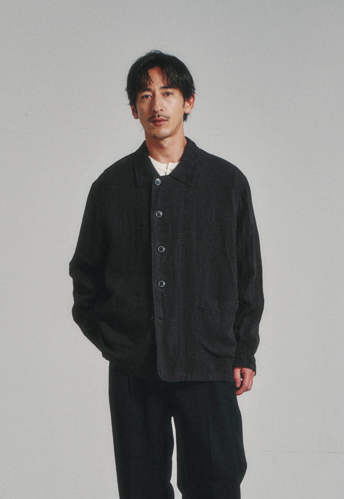Art if acts - Linen French Work Jacket (Black) product image 1 | TRAB K-Fashion Australia