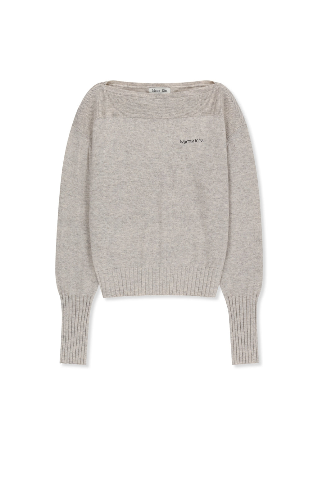 Matin Kim - Boat Neck Volume Sleeve Knit Pullover (Light Beige) product image 1 | TRAB K-Fashion Australia