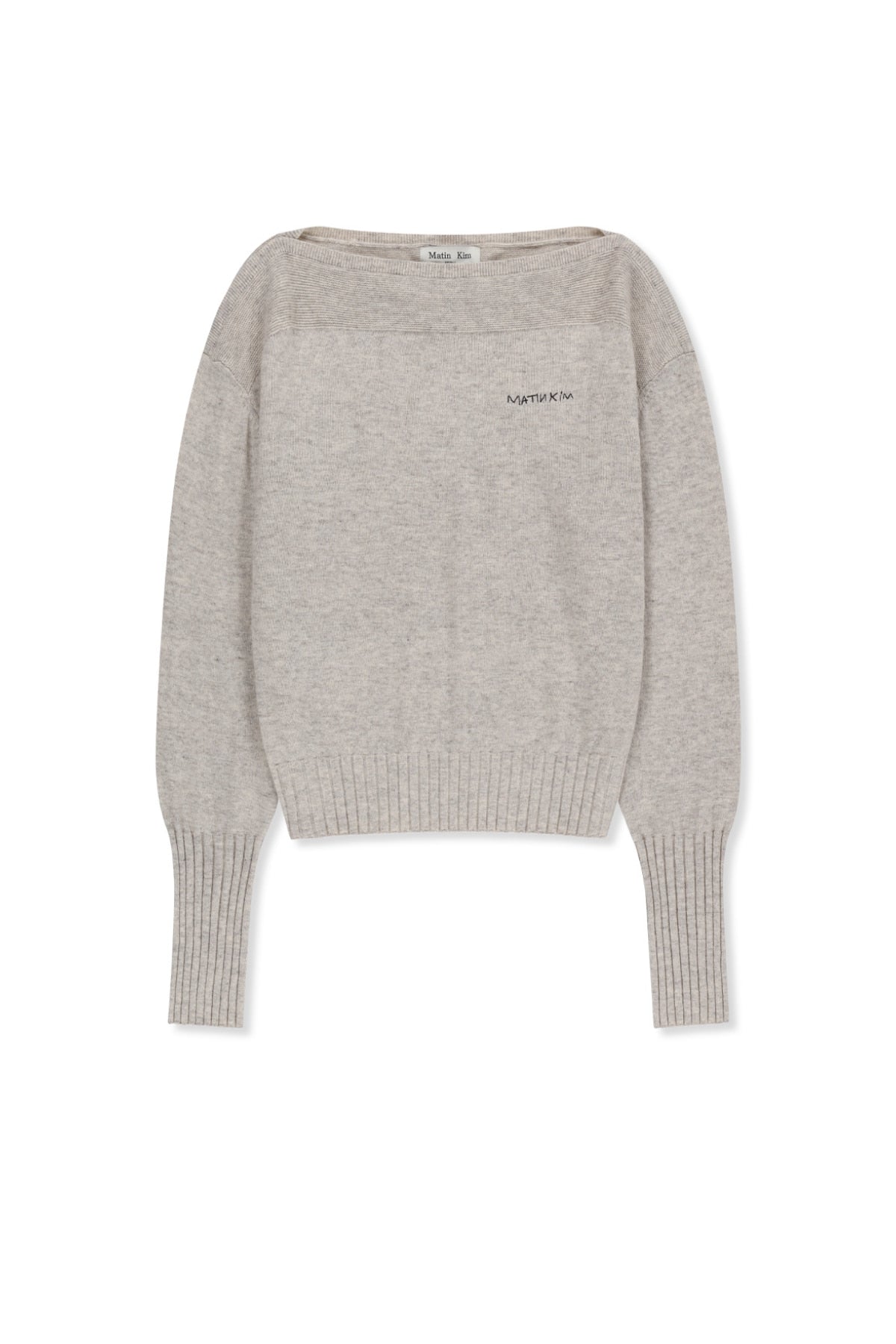 Matin Kim - Boat Neck Volume Sleeve Knit Pullover (Light Beige) product image 1 | TRAB K-Fashion Australia