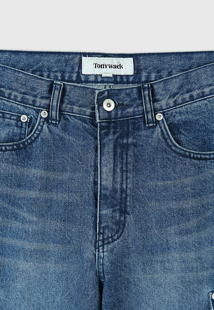 Tonywack - Relaxed Cut Denim Cargo Jeans (Faded Mid Blue) product image 9 | TRAB K-Fashion Australia