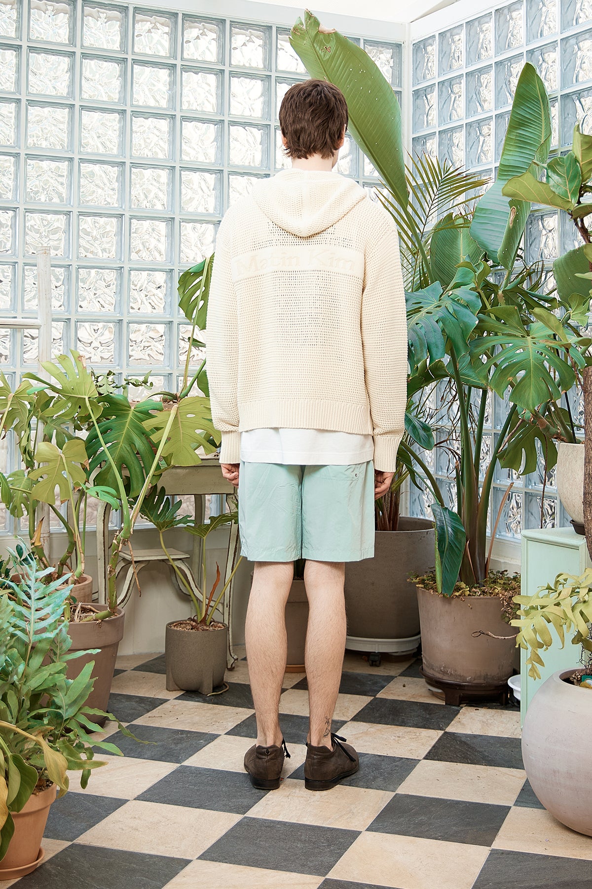 Matin Kim - Two Tone Mesh Knit Hoody Zip Up (Ivory) product image 14 | TRAB K-Fashion Australia