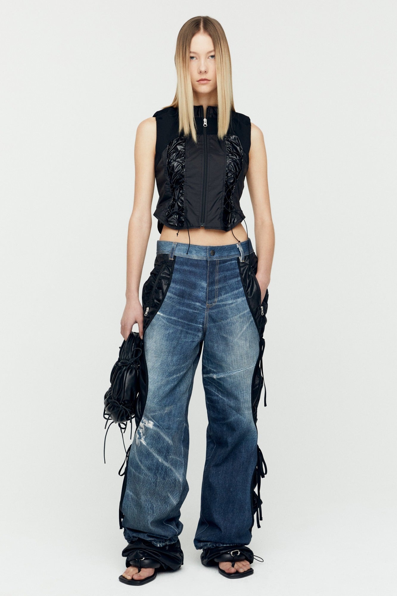 Andersson Bell - Gia Lace-Up Vest (Black) product image 1 | TRAB K-Fashion Australia