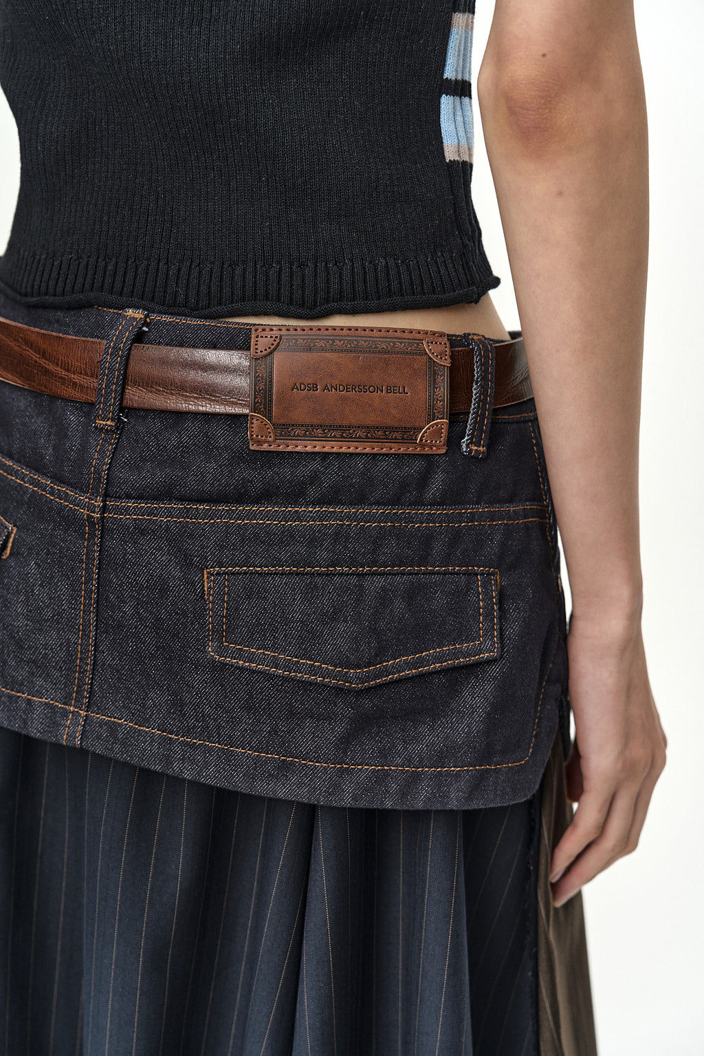 Andersson Bell - Rigid Turn-Over Asymmetric Skirt (Navy/Brown) product image 4 | TRAB K-Fashion Australia