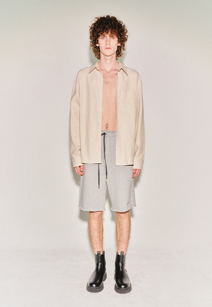 Tonywack - Heavyweight Brushed-Jersey Logo Embroidered Shorts (Melange Grey) product image 1 | TRAB K-Fashion Australia