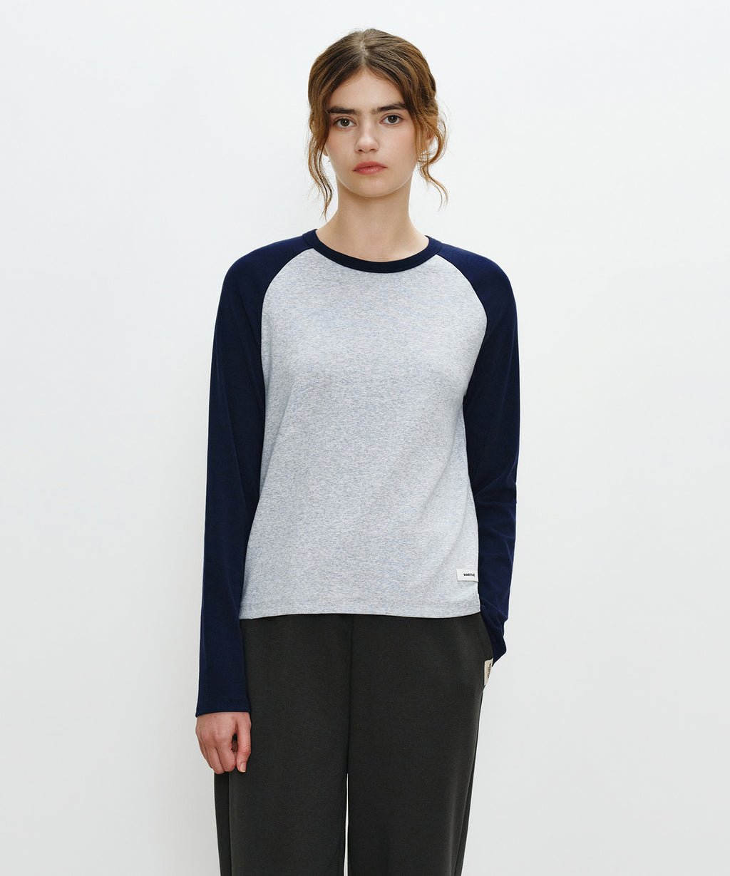 Marithe & Francois Girbaud - Basic Raglan Long Sleeve (Heather Gray) product image 1 | TRAB K-Fashion Australia