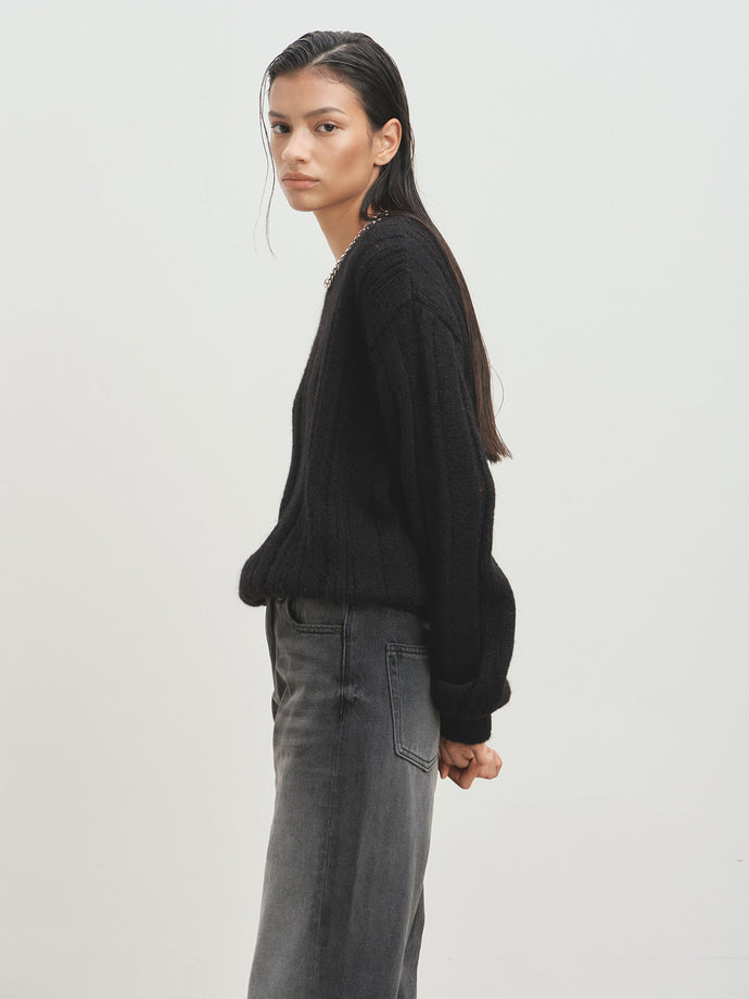 Tonywack - Kid Mohair Distressed Ribbed Sweater (Black) product image 6 | TRAB K-Fashion Australia