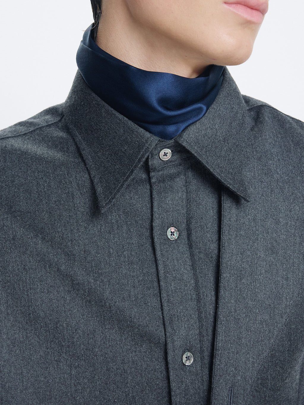 Tonywack - Melange Wool Neck Strap Shirt (Grey) product image 7 | TRAB K-Fashion Australia