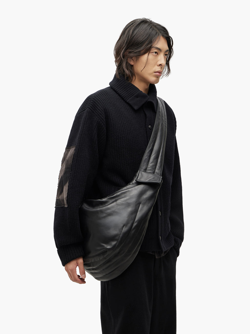 Jiyong Kim - Draped Leather Shoulder Bag (Black) product image 3 | TRAB K-Fashion Australia