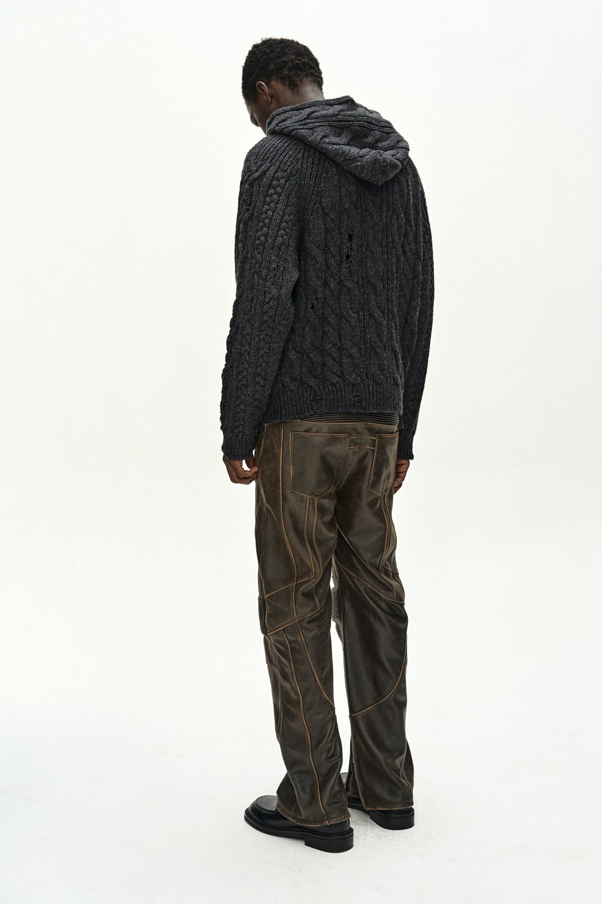 Andersson Bell - Leather Articulated Panel Jeans (Brown) product image 7 | TRAB K-Fashion Australia