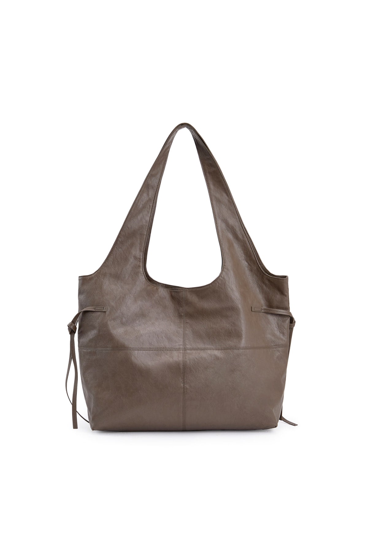 Matin Kim - Side String Leather Big Shoulder Bag (Brown) product image 5 | TRAB K-Fashion Australia
