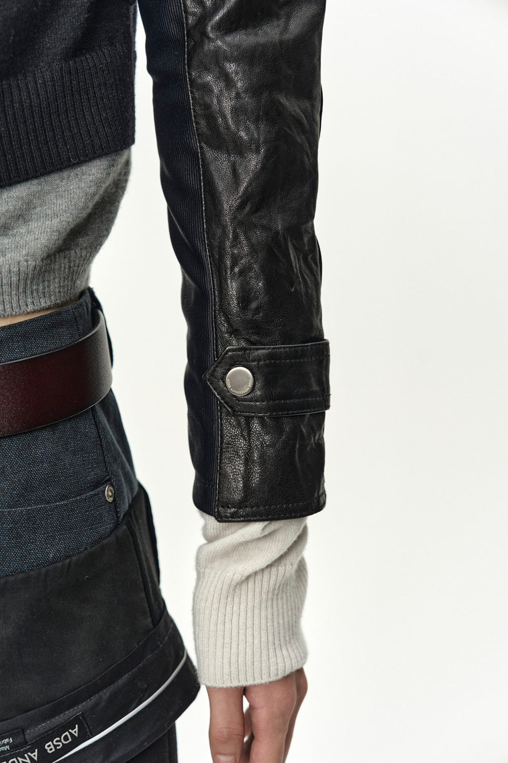 Andersson Bell - Cut-Out Shrunken Racing Leather Jacket (Black) product image 7 | TRAB K-Fashion Australia