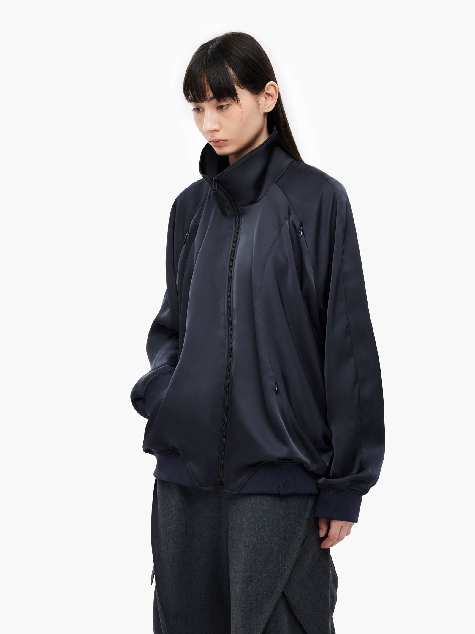 Jiyong Kim - Draped Track Jacket (Navy) product image 5 | TRAB K-Fashion Australia