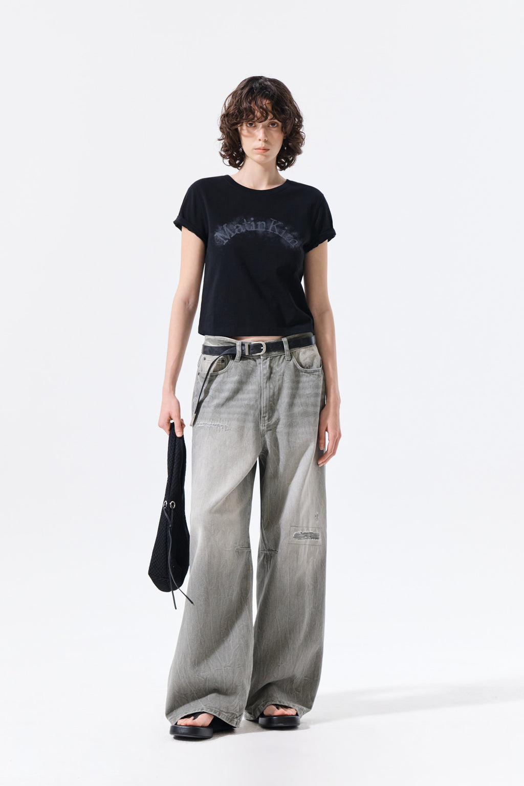 Matin Kim - Matin Kim Arch Logo Crop Top (Black) product image 8 | TRAB K-Fashion Australia