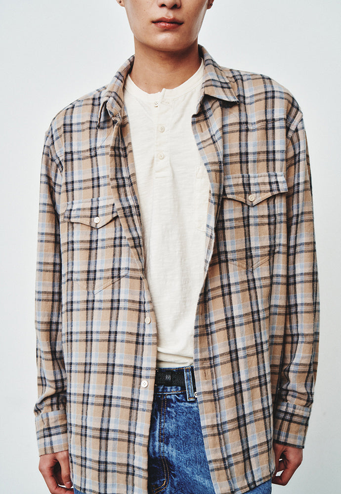 Art if acts - Washed Check Western Shirt (Stone/Grey) product image 7 | TRAB K-Fashion Australia