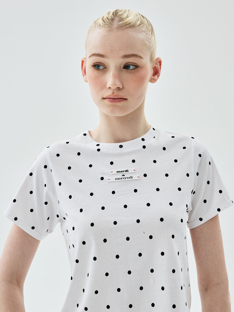 Mardi Mercredi - Slim Tshirt Dot Double Label (White) product image 1 | TRAB K-Fashion Australia