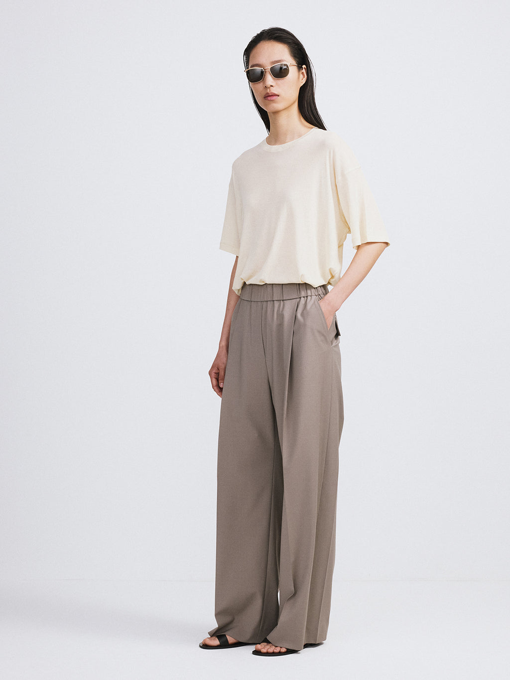 Recto - Loose Fit Sheer T-Shirt (Light Yellow) product image 3 | TRAB K-Fashion Australia