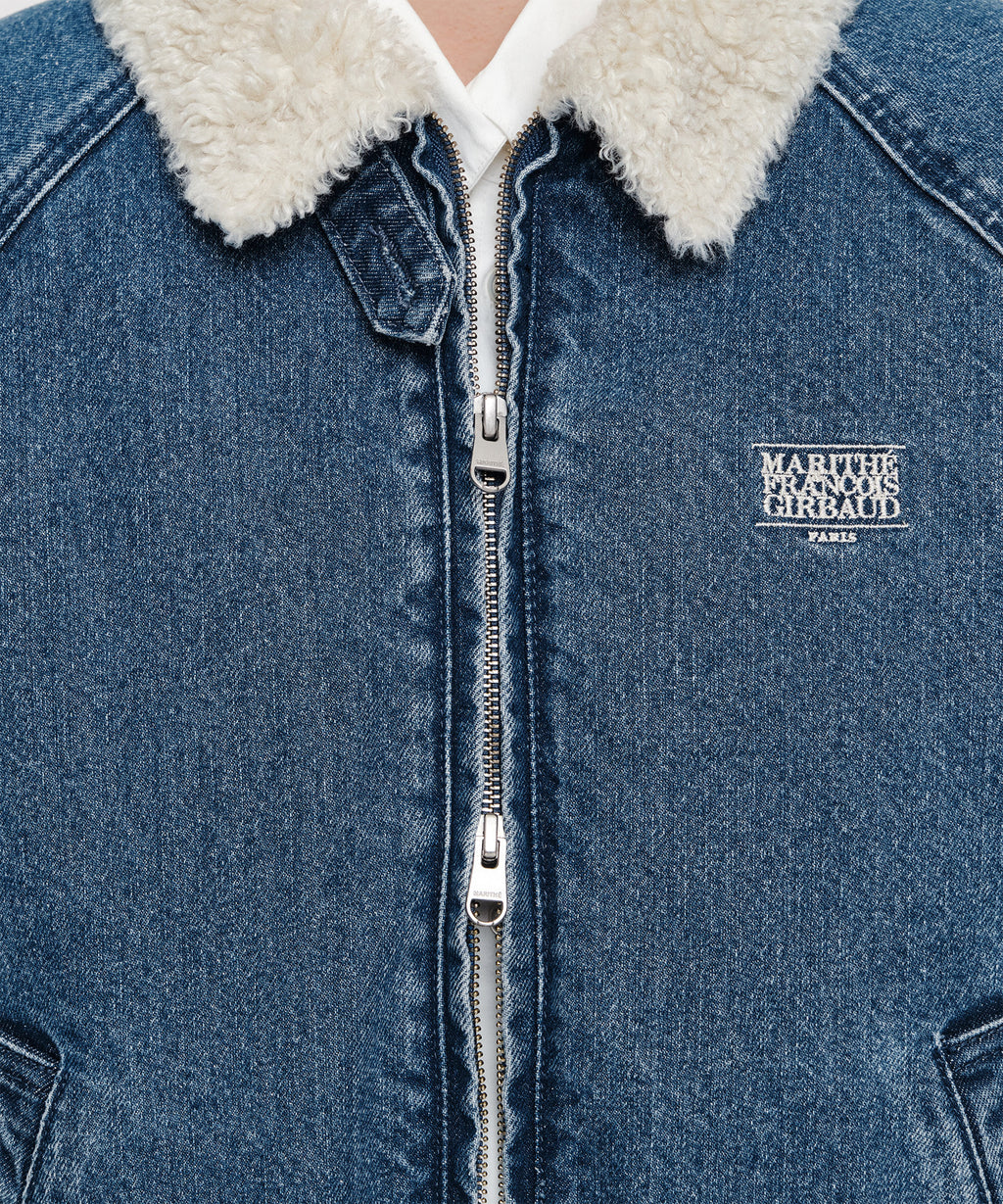 Marithe & Francois Girbaud - [Pre-order – Ships 30 Sep] Fleece Contrast Denim Jacket (Blue) product image 6 | TRAB K-Fashion Australia
