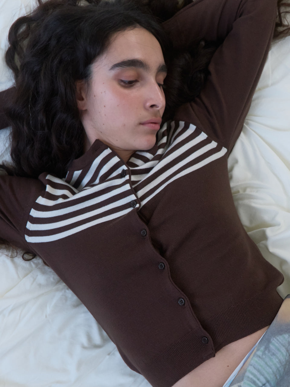 Kijun - Stripe Knit Cardigan (Brown) product image 5 | TRAB K-Fashion Australia
