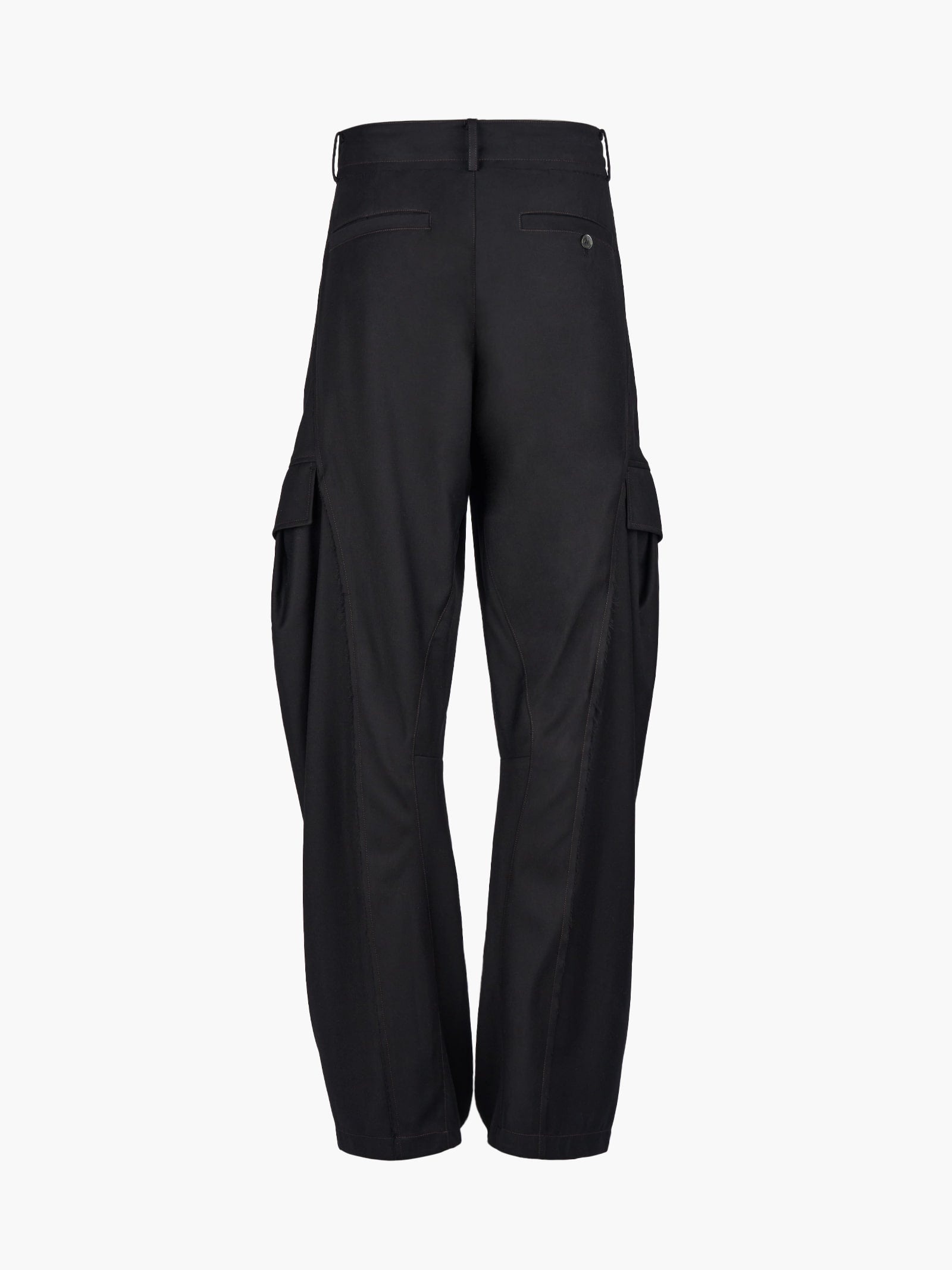 Jiyong Kim - Curved Raw Edge Trousers (Black) product image 5 | TRAB K-Fashion Australia