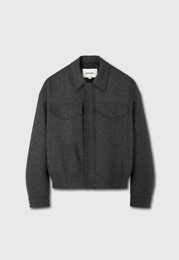Tonywack - Merino Wool Chest Pocket Blouson Australian Wool 100% (Dark Grey) product image 7 | TRAB K-Fashion Australia