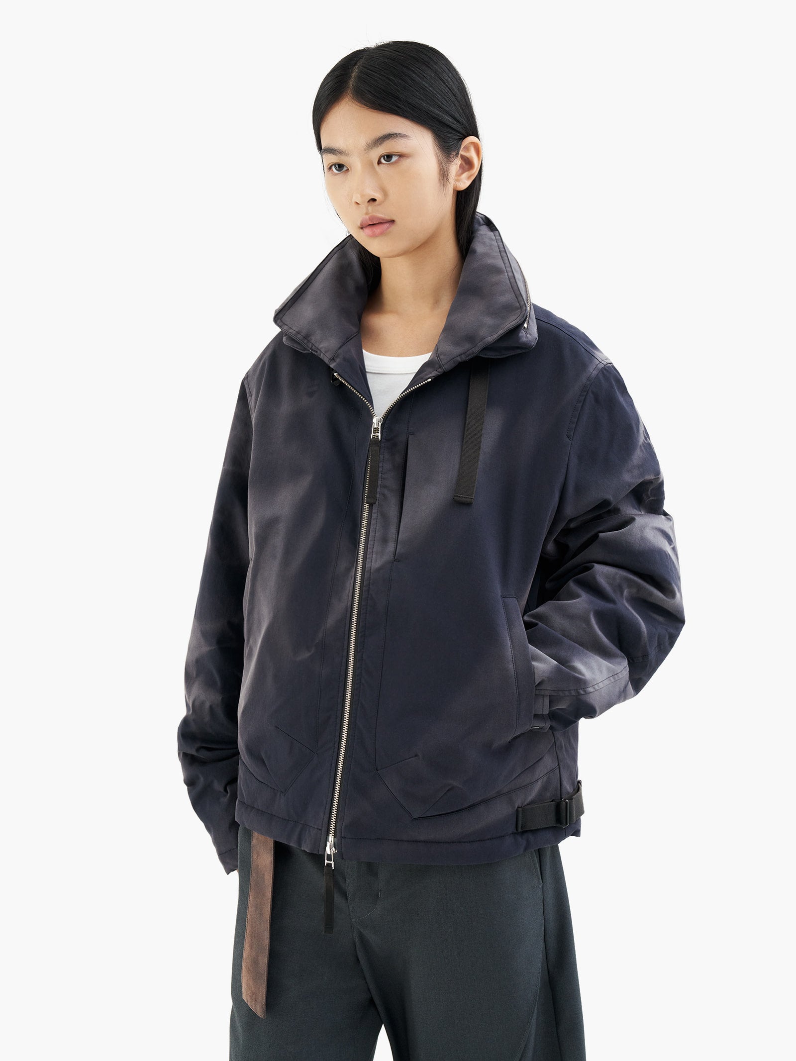Jiyong Kim - Sun-Bleached Convertible Collar Jacket (Blue) product image 6 | TRAB K-Fashion Australia