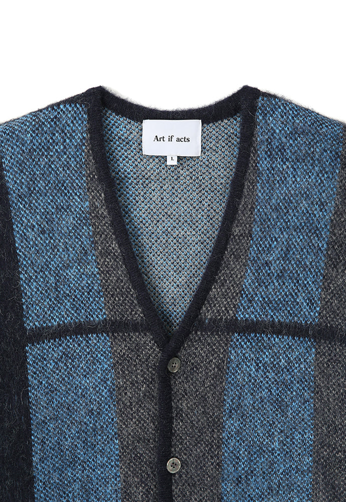 Art if acts - Mohair Ombre Check Cardigan (Dark Navy) product image 8 | TRAB K-Fashion Australia
