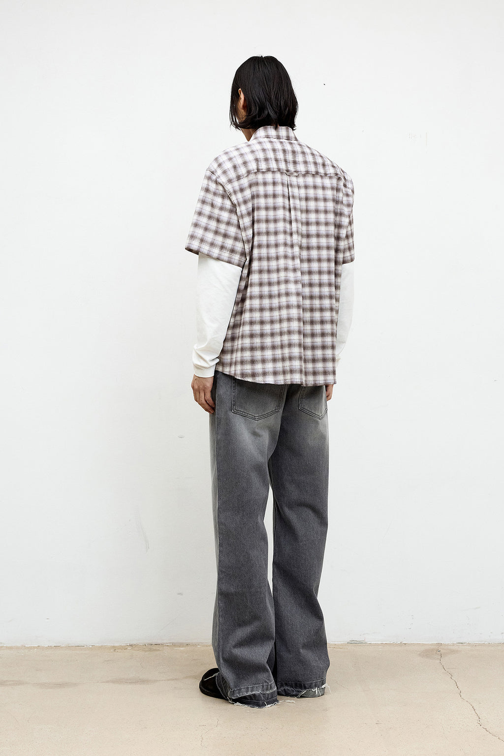 Coor - Ombre Creased Check Half Shirt (Light Purple) product image 4 | TRAB K-Fashion Australia
