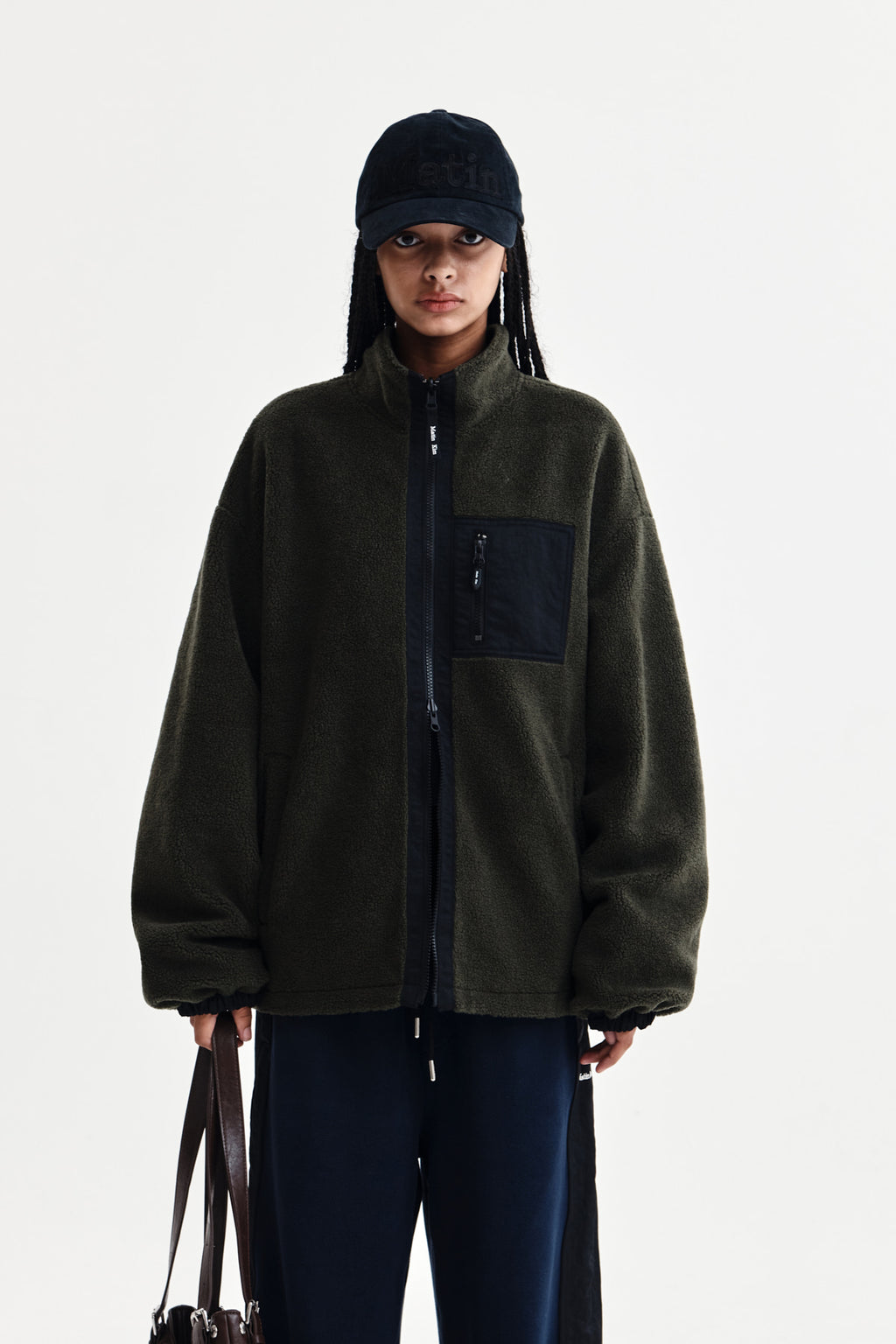 Matin Kim - Reversible Sherpa Zip Up (Khaki) product image 11 | TRAB K-Fashion Australia