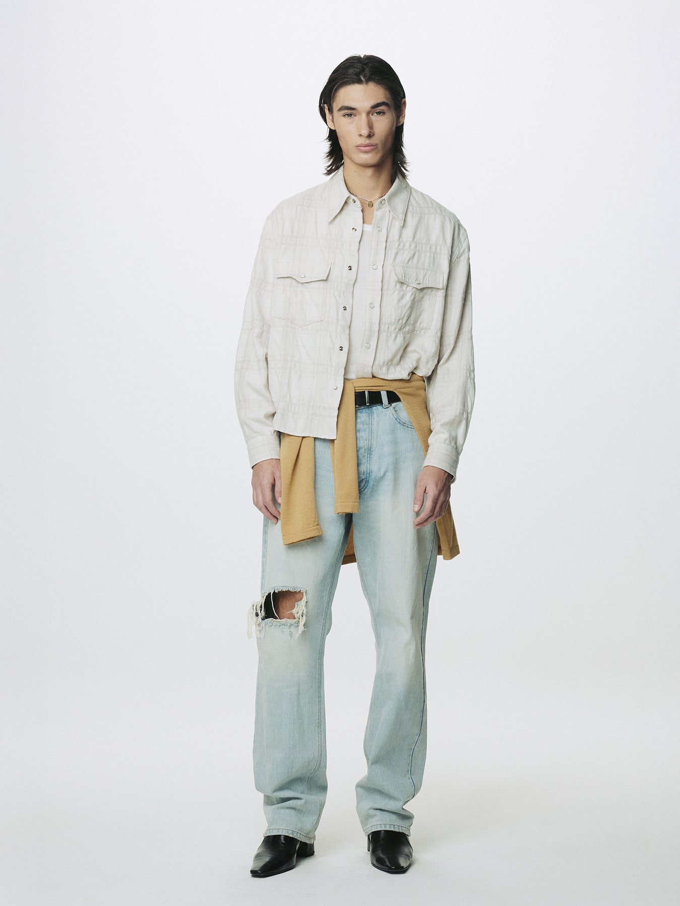 Tonywack - Distressed Loose Straight Denim Jeans (Light Blue) product image 4 | TRAB K-Fashion Australia