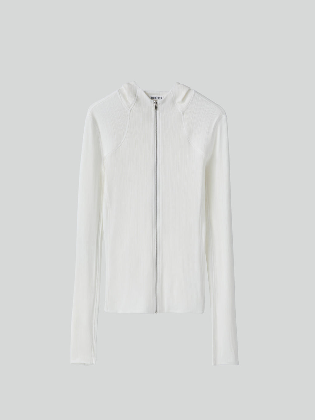 Recto - Sheer Jersey Fitted Zip Hoodie (Ivory) product image 6 | TRAB K-Fashion Australia